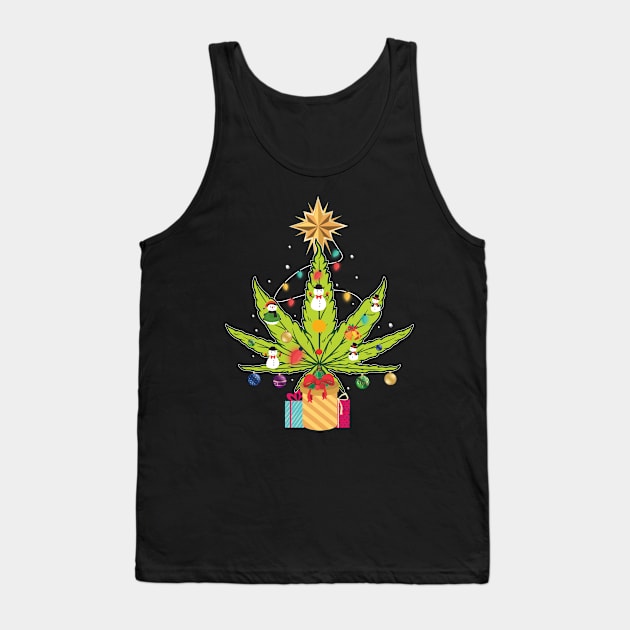 Christmas Xmas Cannabis Leaf Holiday Gift Tank Top by Hasibit